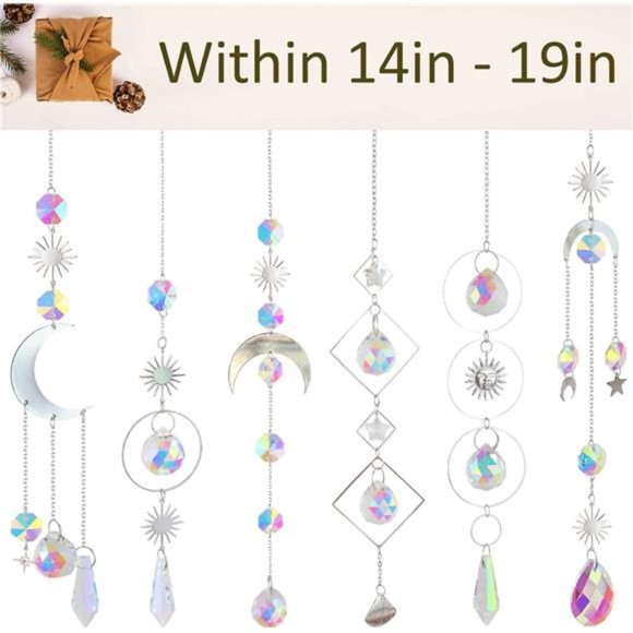 6Pieces Crystal Suncatchers for Window Hanging Sun Catcher with Chain Rainbow - Picture 3 of 7